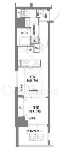 MFPRコート日本橋人形町 1LDK　間取り