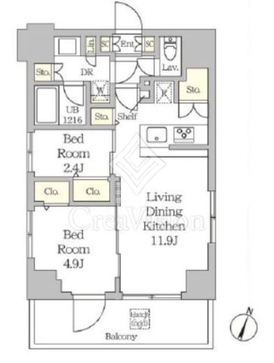 MFPRコート日本橋人形町 2LDK　間取り図