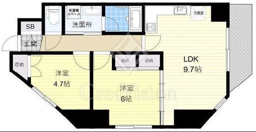 Brentwood恵比寿 (ブレントウッド恵比寿) 2LDK　間取り図