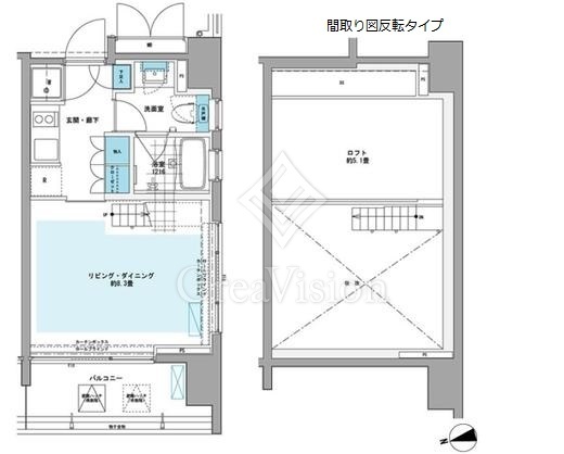 プライムアーバン芝浦LOFT 間取り　1K