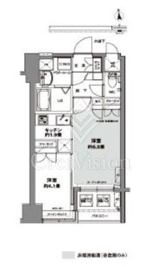 コンフォリア芝公園 1DK　間取り図