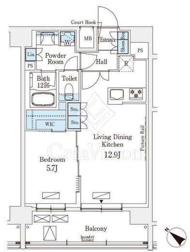 ベルファース人形町 1LDK　間取り図