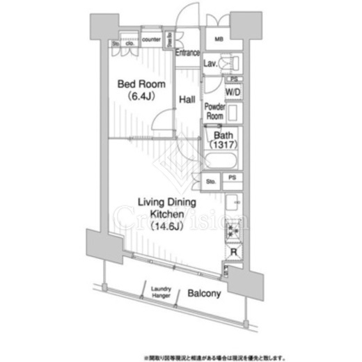 コンフォリア芝浦バウハウス 1LDK　間取り