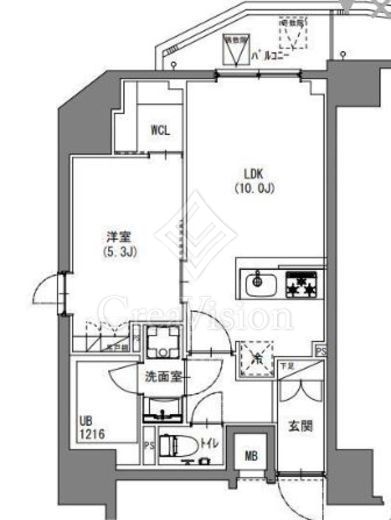 S-RESIDENCE新宿御苑 (エスレジデンス新宿御苑) 1LDK　間取り図