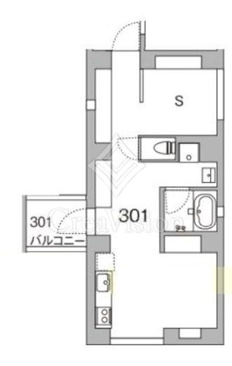 天神町place 1K　間取り図