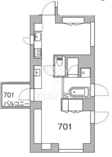 天神町place 1R　間取り図