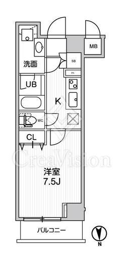 グランド神楽坂 1K　間取り