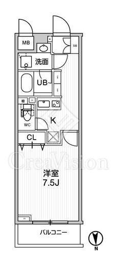 グランド神楽坂 1R　間取り図