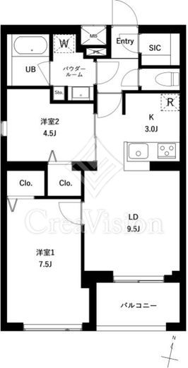 アーバンパーク梅島 2LDK　間取り図