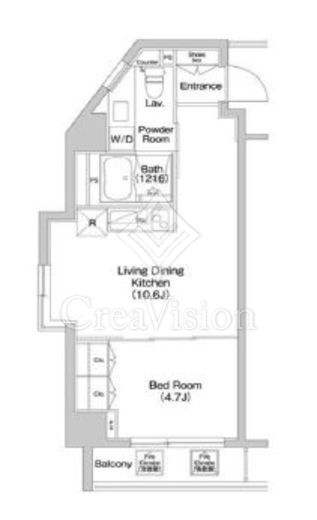 コンフォリア西新宿 1ＬＤＫ　間取り