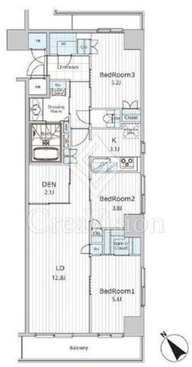 ビエラコート日本橋久松町 3LDK　間取り図