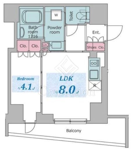 クロスレジデンス六義園 1LDK　間取り図