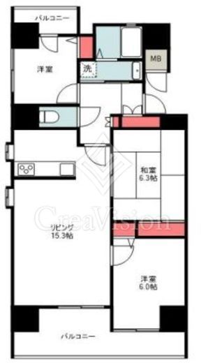 マノー蔵前リバーステージ 3LDK　間取り図