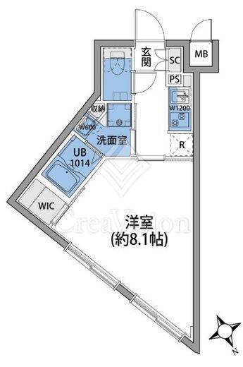 ルネサンスコート桜新町 1K　間取り