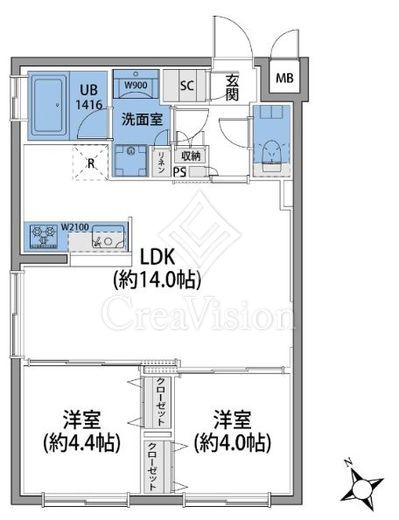 ルネサンスコート桜新町 2LDK　間取り