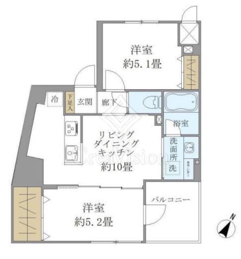 パインステージ白金高輪 2LDK　間取り