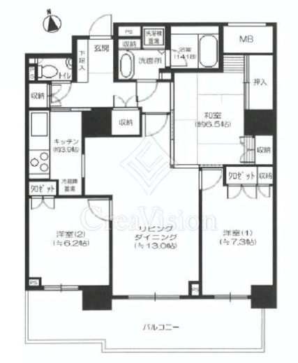 ゲートシティ大崎サウスパークタワー 間取り　3LDK