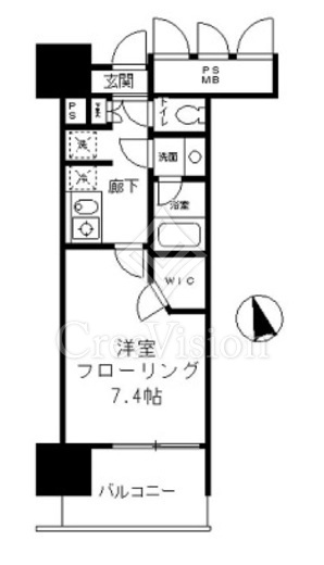 フォンテーヌ芝浦 1K　間取り