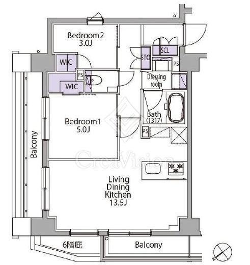 イプセ三軒茶屋 2LDK　間取り
