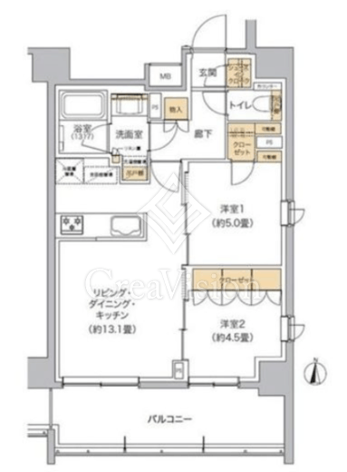 リビオメゾン東池袋 2LDK　間取り図