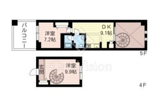 レジデンスシャルマン月島 2LDK　間取り