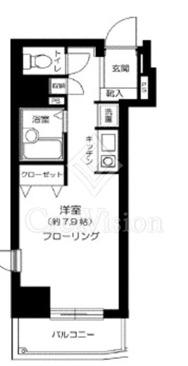 エスコート麻布十番 1K　間取り図