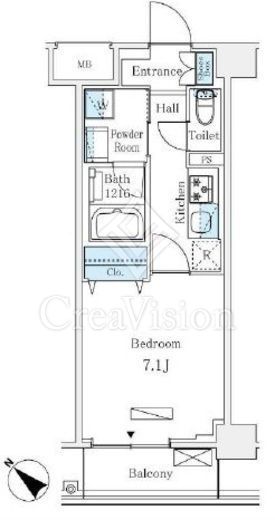 LUMICITY月島 1R　間取り図
