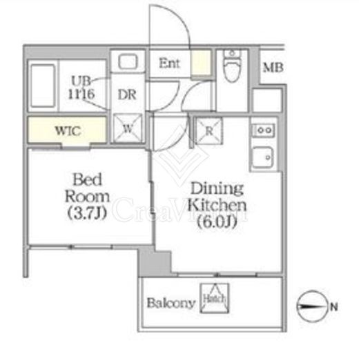 イプセ四谷テラス 1DK　間取り図