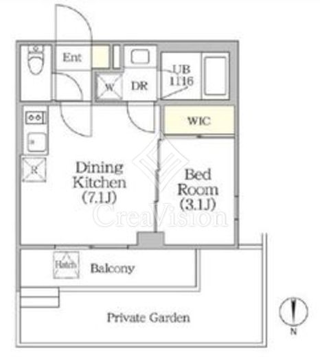 イプセ四谷テラス 1DK　間取り図