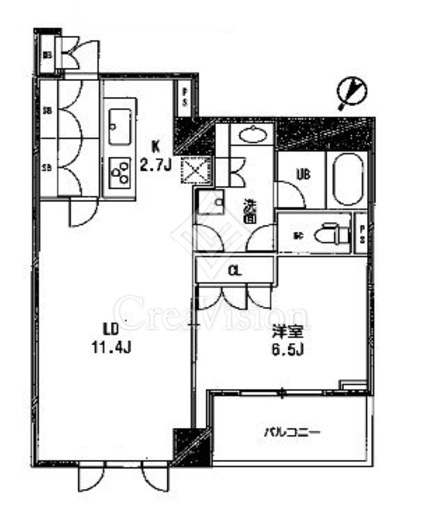 フロンティアテラス目黒 1LDK　間取り図