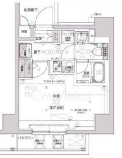 クレストタップ新横浜 1K　間取り図