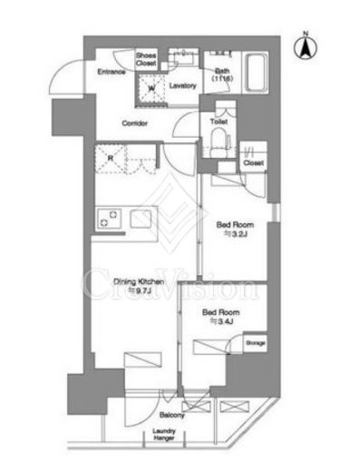 ブリリアイスト新御徒町 2LDK　間取り図