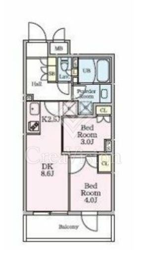 リビオメゾン大岡山 2LDK　間取り図