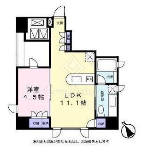 グリーンヒル麻布十番 1LDK　間取り図