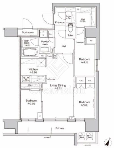 プラウドフラット大井町 3LDK　間取り図