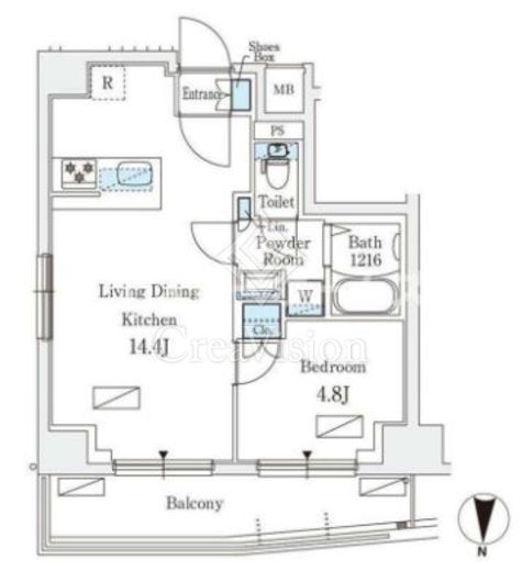 オープンブルーム入谷EAST 1LDK　間取り