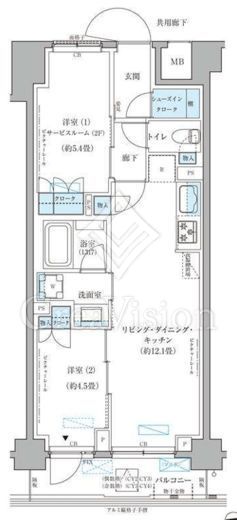 パークアクシス文京本郷 2LDK　間取り図