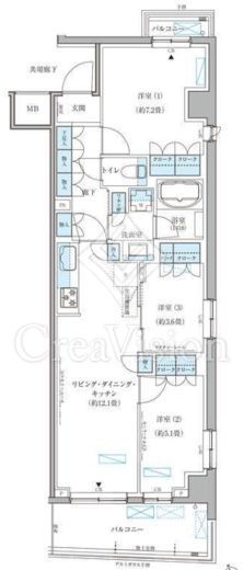 パークアクシス文京本郷 3LDK　間取り図
