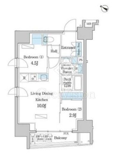 デュオフラッツ日本橋水天宮 2LDK　間取り図
