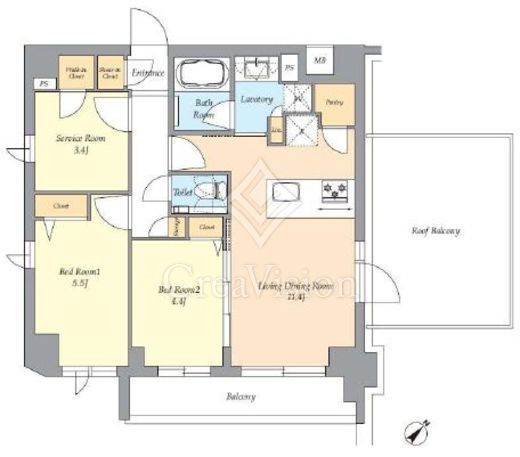 AIFLAT渋谷西原 (アイフラット渋谷西原) 2LDK　間取り