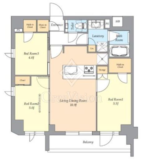 AIFLAT渋谷西原 (アイフラット渋谷西原) 3LDK　間取り