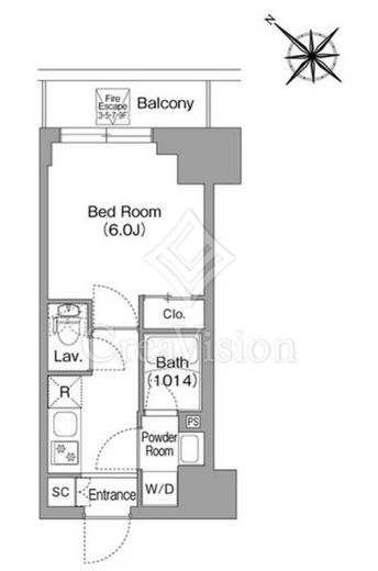 コンフォリア・リヴ横浜平沼 1K　間取り