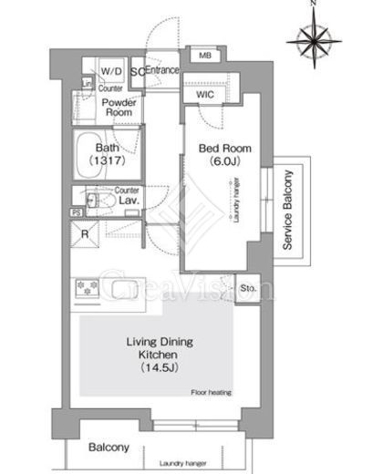コンフォリア・リヴ文京護国寺 1LDK　間取り図