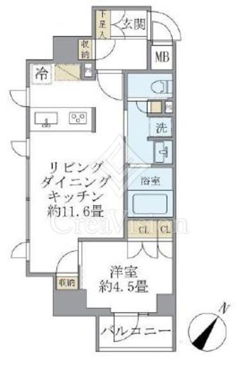 ジオエント駒込 1LDK　間取り