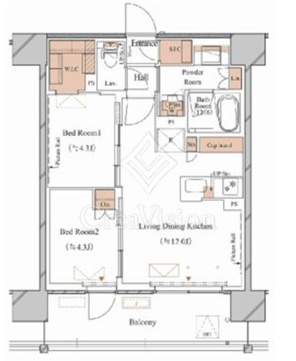 ブランシエスタ木場 2LDK　間取り図