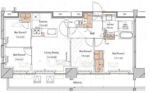 ブランシエスタ木場 4LDK　間取り図
