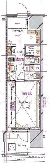 ブランシエスタ浅草蔵前 1R　間取り図