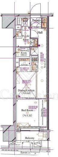 ブランシエスタ浅草蔵前 1DK　間取り図