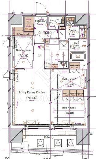 ブランシエスタ浅草蔵前 2LDK　間取り図
