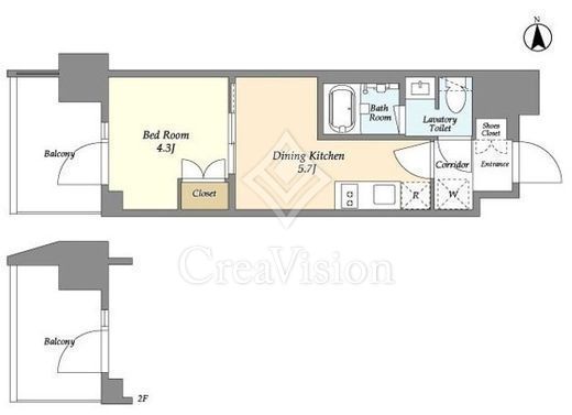ジオエント上野稲荷町 1DK　間取り